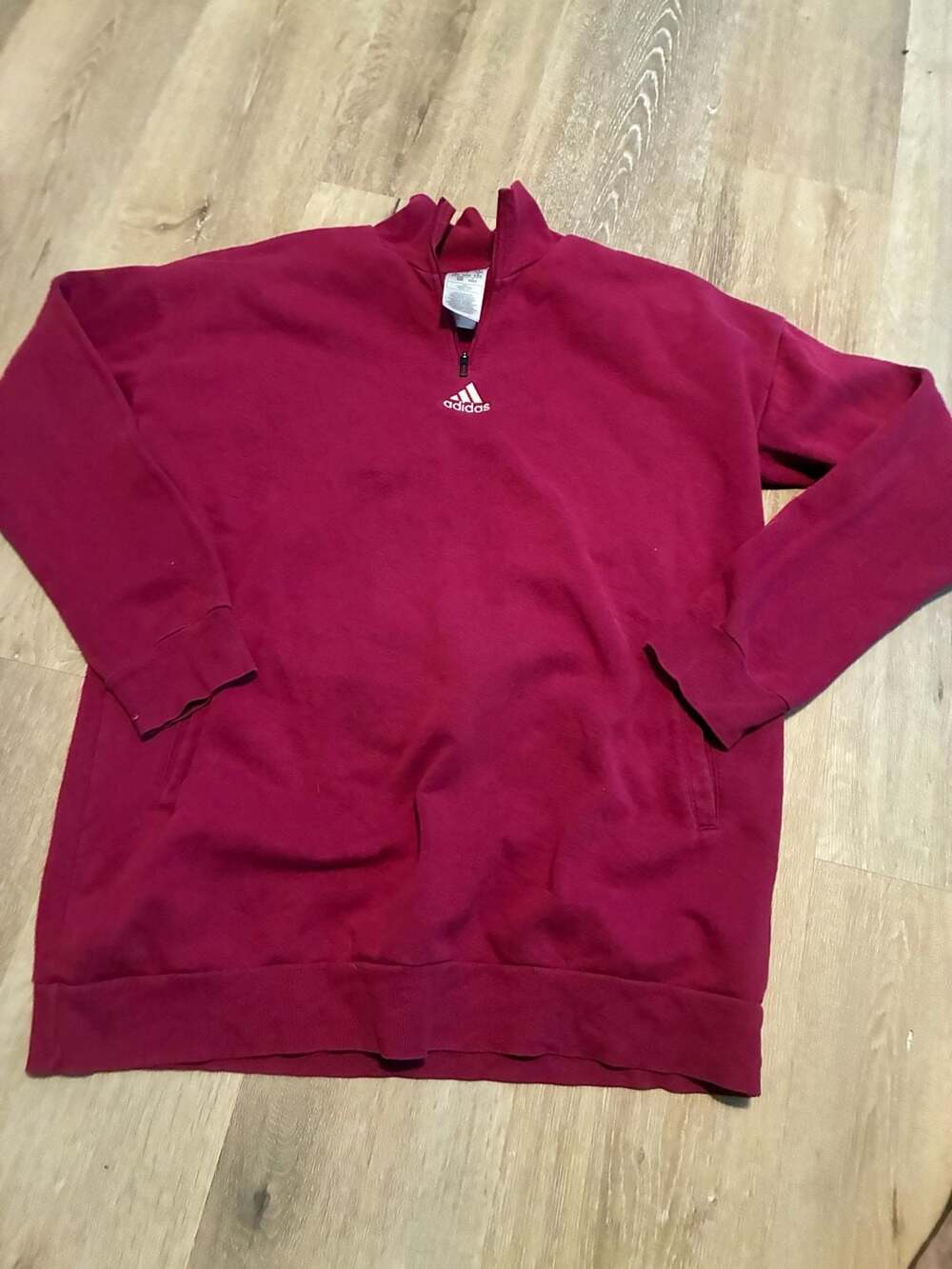 Vintage Adidas Sweatshirt Half Zipper Small Logo Sweater Adidas Red Color Size L